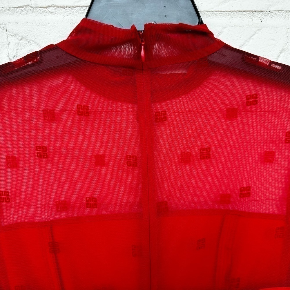 New Givenchy 4G Logo Mixed Media Mini Dress w/ Sheer in Vermillon Size 36 - Picture 10 of 15